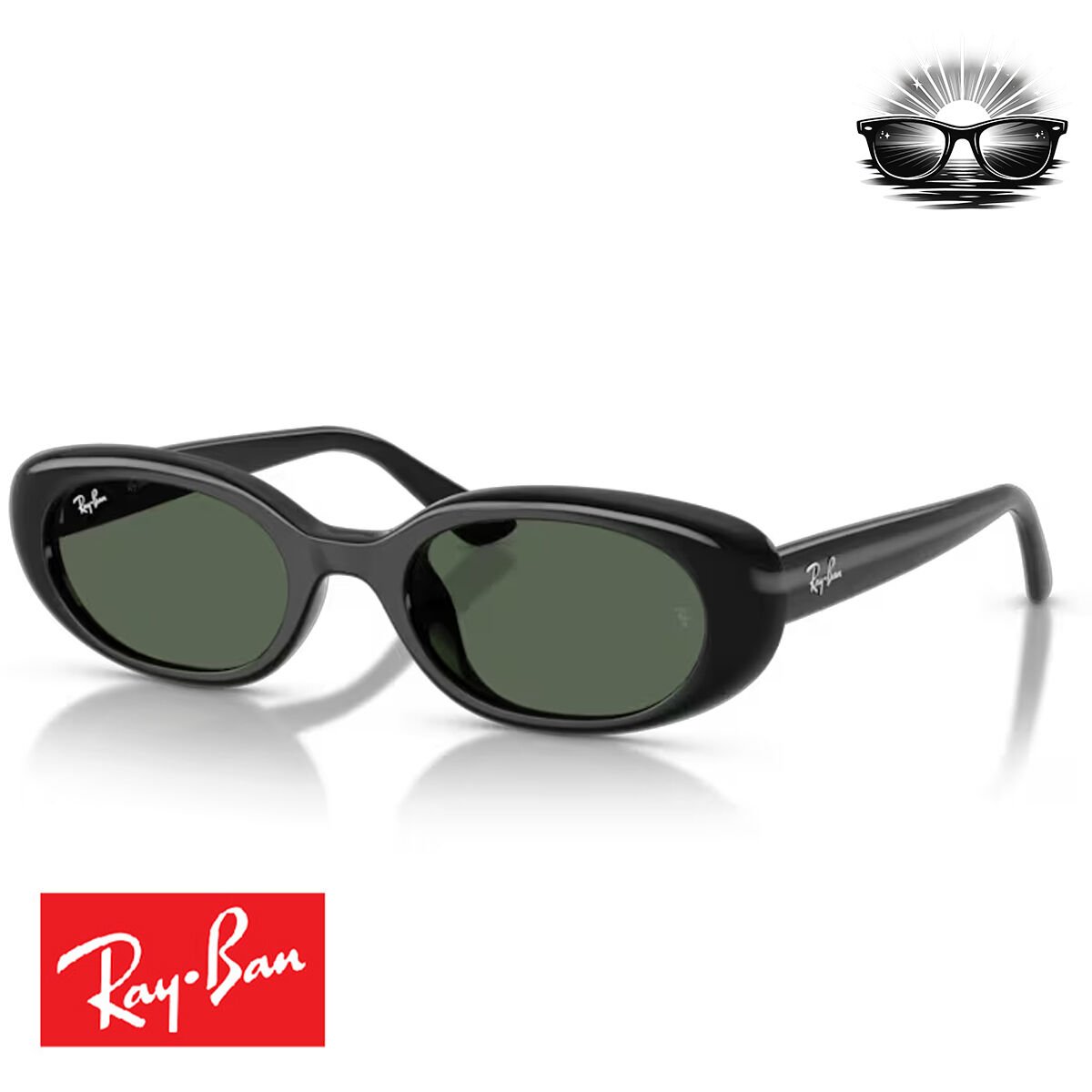 Ray-Ban RB4441D 667771 Siyah Yeşil Cam Güneş Gözlüğü