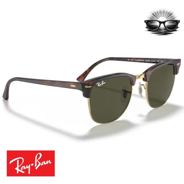 Ray-Ban RB3016 Clubmaster W0366 Altın Üzerine Kaplumbağa Kabuğu G-15 Güneş Gözlüğü