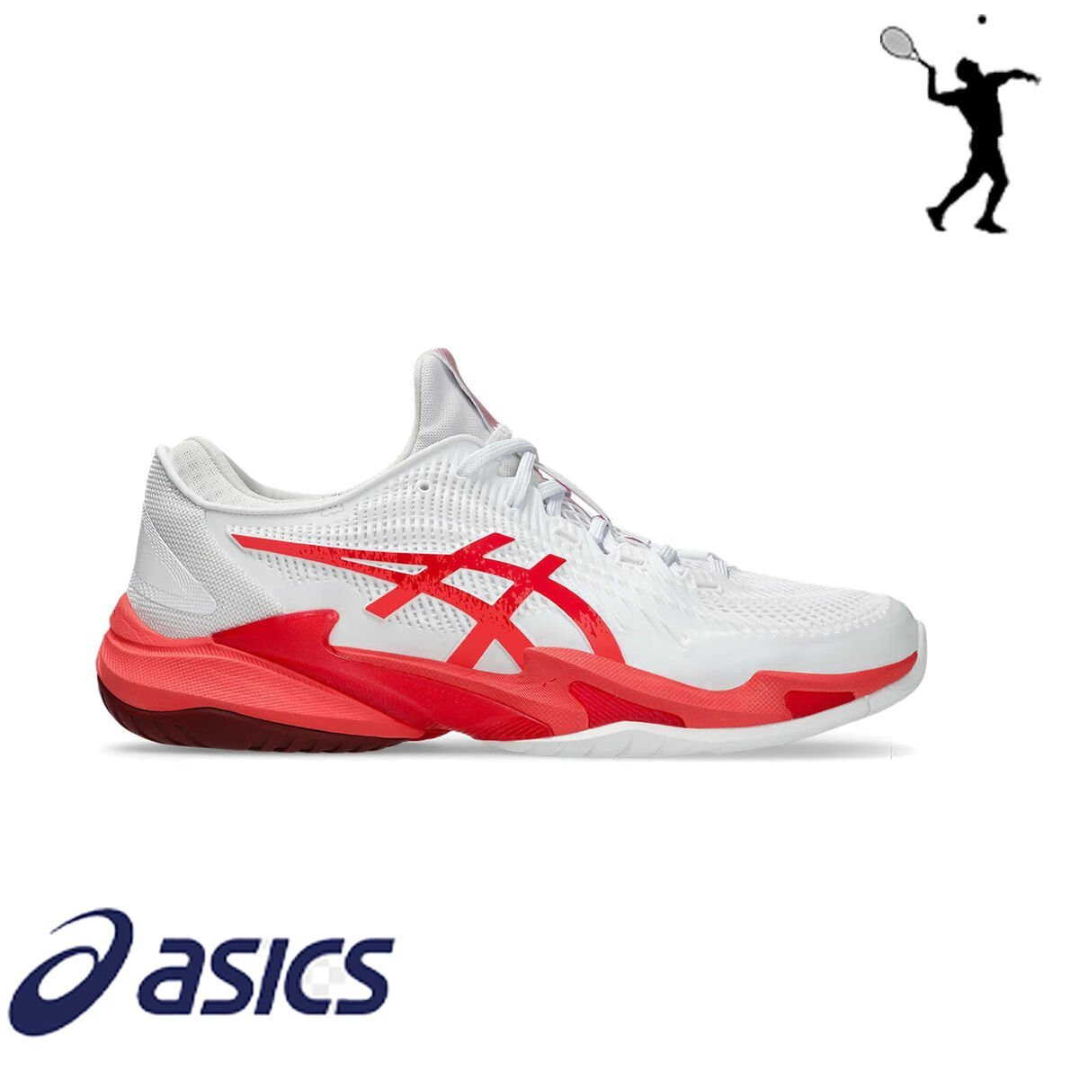 ASICS Court FF 3 Novak Erkek Tenis Ayakkabısı – White / Electric Red (Hard Court)