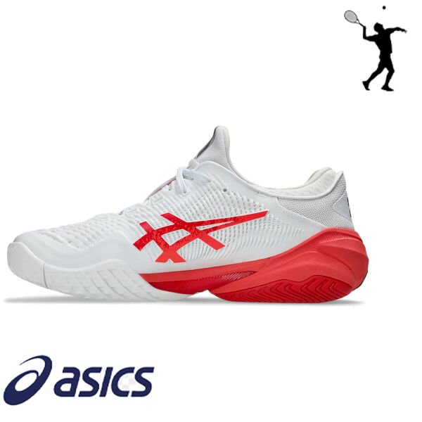 ASICS Court FF 3 Novak Erkek Tenis Ayakkabısı – White / Electric Red (Hard Court)