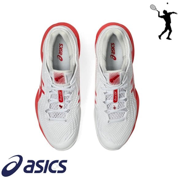 ASICS Court FF 3 Novak Erkek Tenis Ayakkabısı – White / Electric Red (Hard Court)
