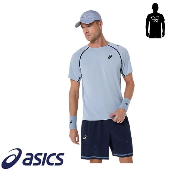 Asics Erkek Tenis Tişörtü Match SS Top Grey Blue