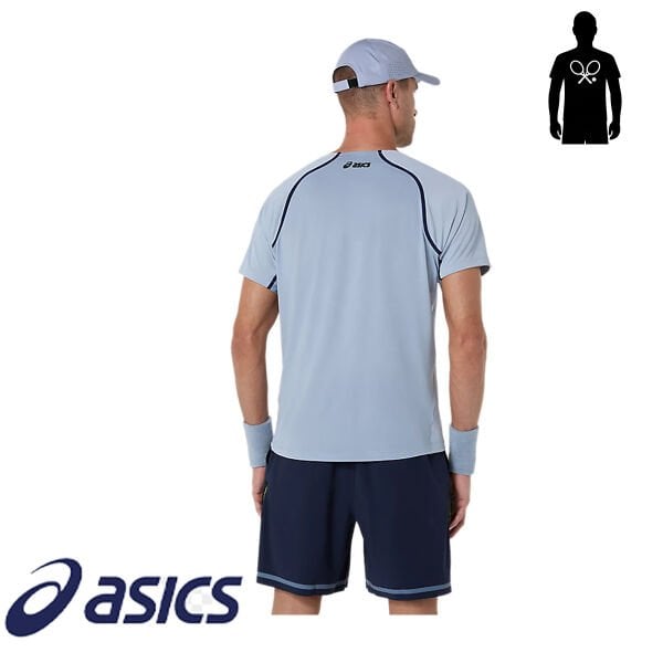 Asics Erkek Tenis Tişörtü Match SS Top Grey Blue