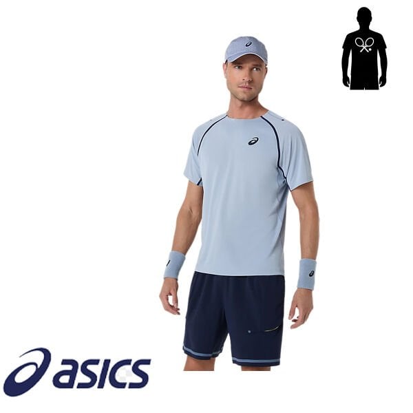 Asics Erkek Tenis Tişörtü Match SS Top Grey Blue
