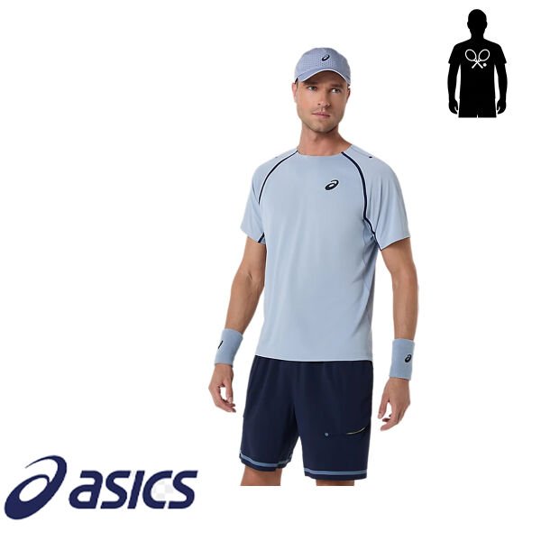 Asics Erkek Tenis Tişörtü Match SS Top Grey Blue