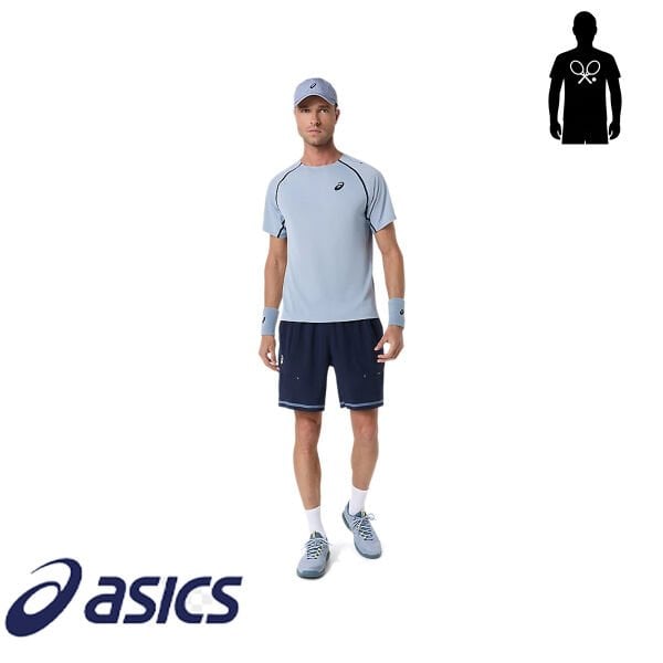 Asics Erkek Tenis Tişörtü Match SS Top Grey Blue