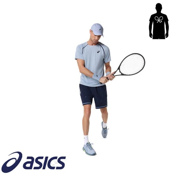 Asics Erkek Tenis Tişörtü Match SS Top Grey Blue