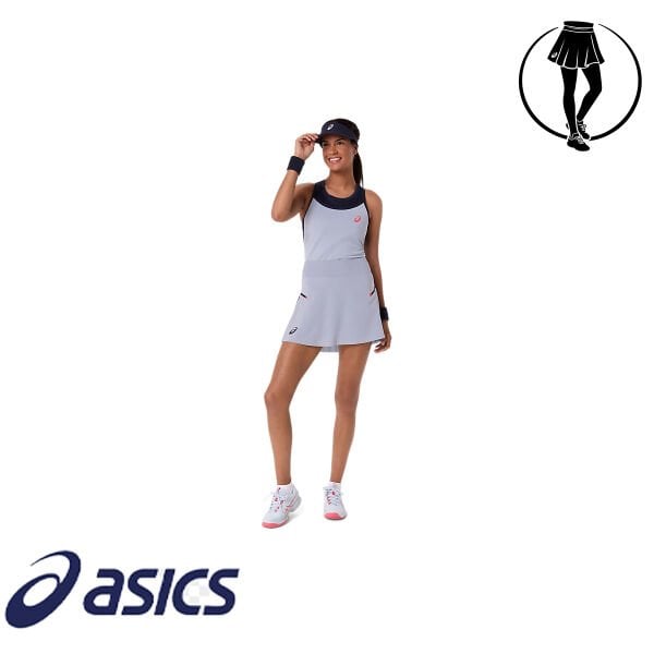 Asics Pileli Tenis Eteği Match Pleat Skirt Grey Blue