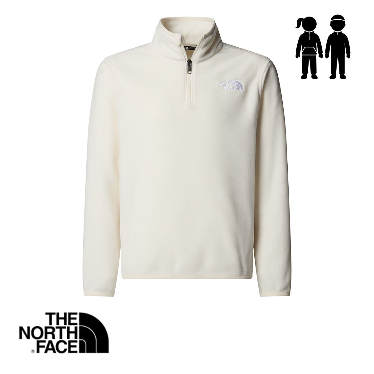 The North Face Teen Glacier 1/4 Zip Polar – White Dune