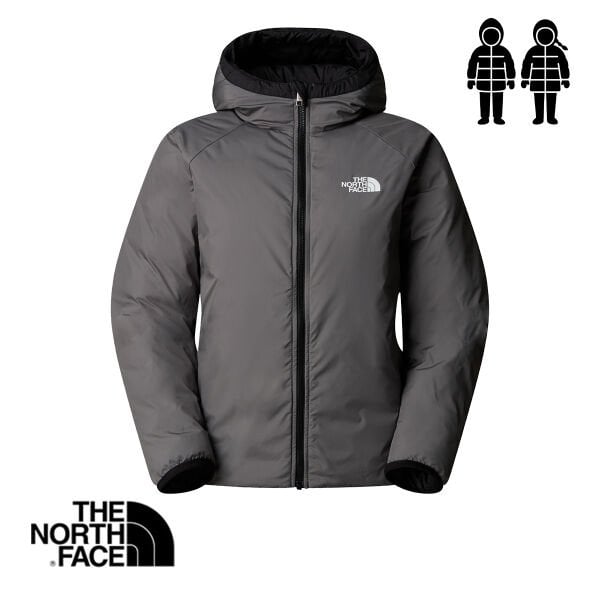 The North Face B Perrito Reversible Kapüşonlu Erkek Çocuk Ceket – TNF Siyah / Füme İnci (Çift Taraflı)