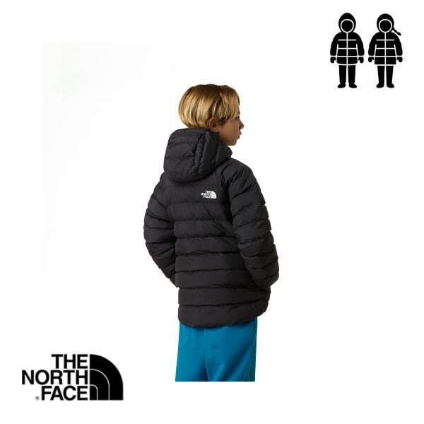 The North Face B Perrito Reversible Kapüşonlu Erkek Çocuk Ceket – TNF Siyah / Füme İnci (Çift Taraflı)