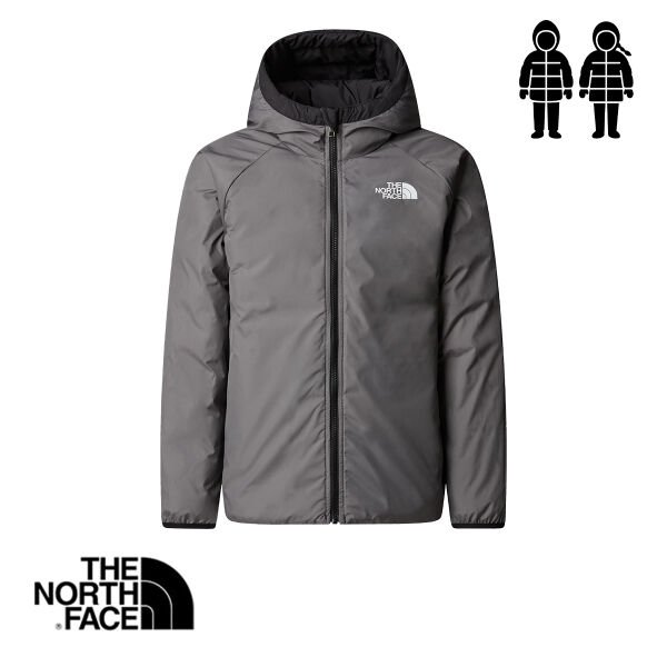 The North Face G Perrito Reversible Kapüşonlu Kız Çocuk Ceket – TNF Siyah / Füme İnci (Çift Taraflı)