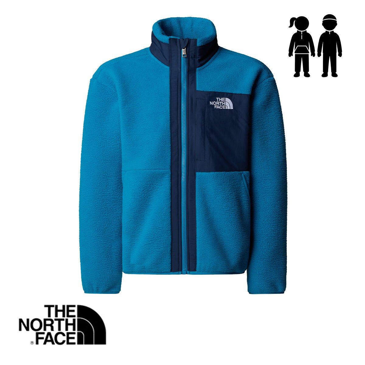 The North Face B Yumiori Tam Fermuarlı Erkek Çocuk Polar Ceket – Alacakaranlık Mavisi / Zirve Laciverti