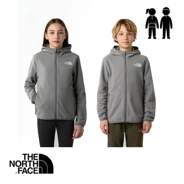 The North Face Teen Glacier F/Z Kapüşonlu Polar – TNF Mid Grey Heather (Unisex Genç)
