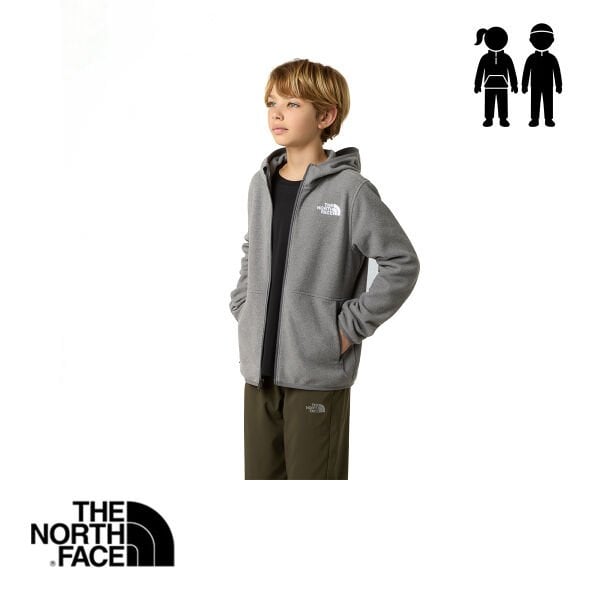 The North Face Teen Glacier F/Z Kapüşonlu Polar – TNF Mid Grey Heather (Unisex Genç)