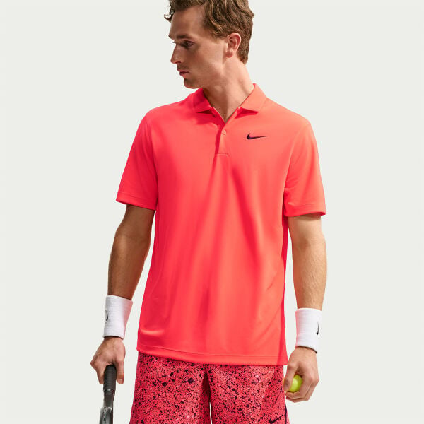Nike Erkek Tenis Polo Tişörtü NikeCourt Dri-FIT Solid Bright Crimson Black