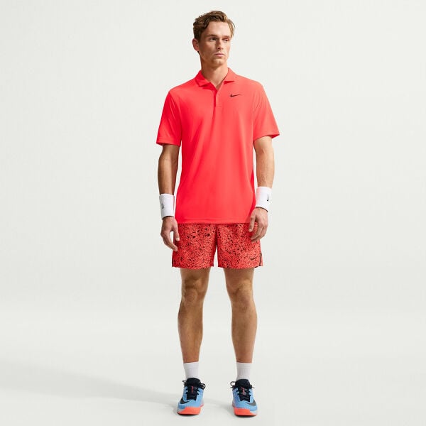 Nike Erkek Tenis Polo Tişörtü NikeCourt Dri-FIT Solid Bright Crimson Black