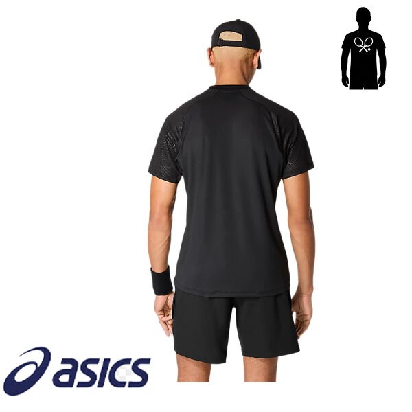 ASICS Match Short Sleeve Top Night Energy Erkek Siyah (Performance Black)