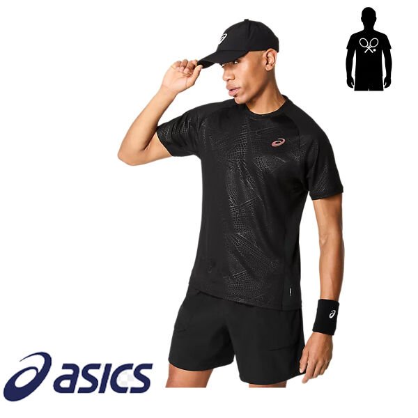 ASICS Match Short Sleeve Top Night Energy Erkek Siyah (Performance Black)
