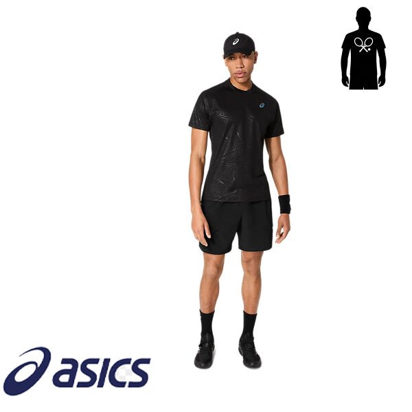 ASICS Match Short Sleeve Top Night Energy Erkek Siyah (Performance Black)