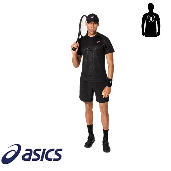 ASICS Match Short Sleeve Top Night Energy Erkek Siyah (Performance Black)