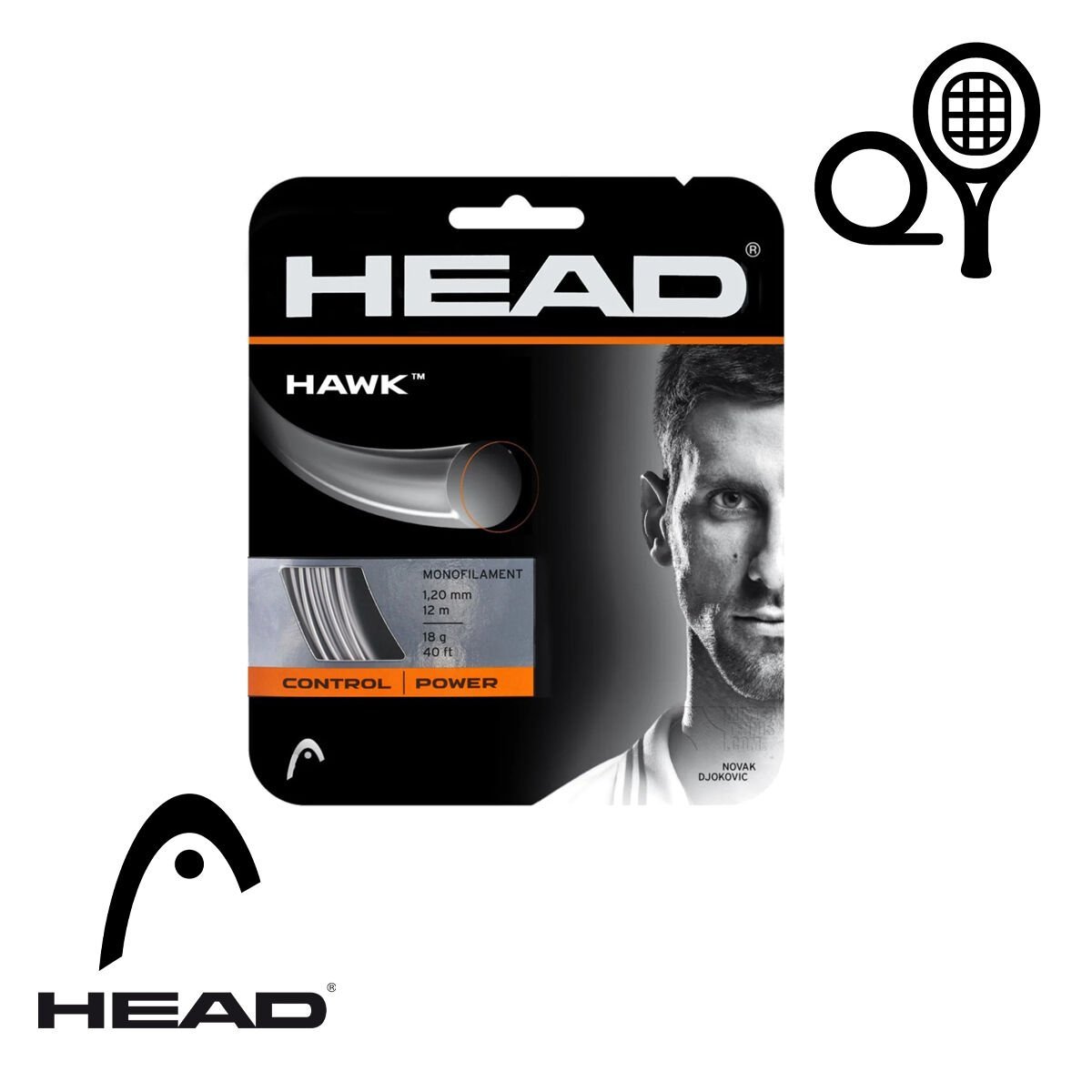 HEAD Hawk 1.25 Gri Tekli Kordaj (12 m)