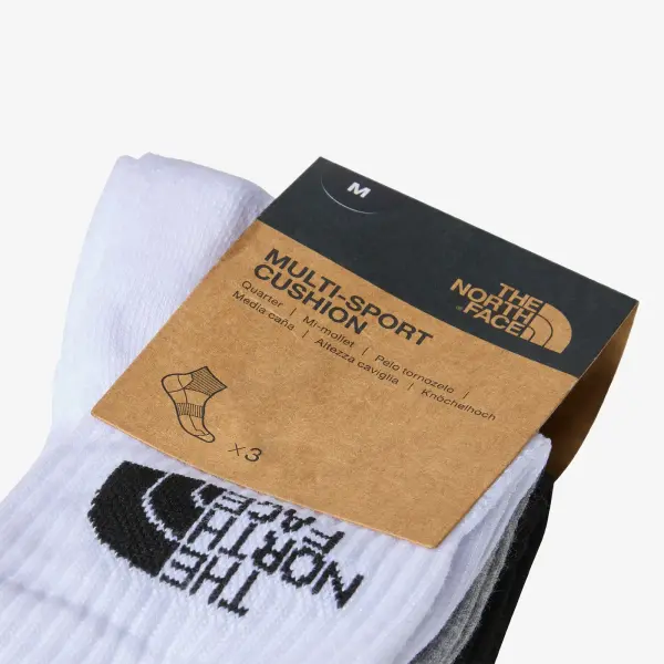 Multi Sport Cush Quarter Sock 3P, 3'lü Spor Çorap (Siyah-Beyaz-Gri)