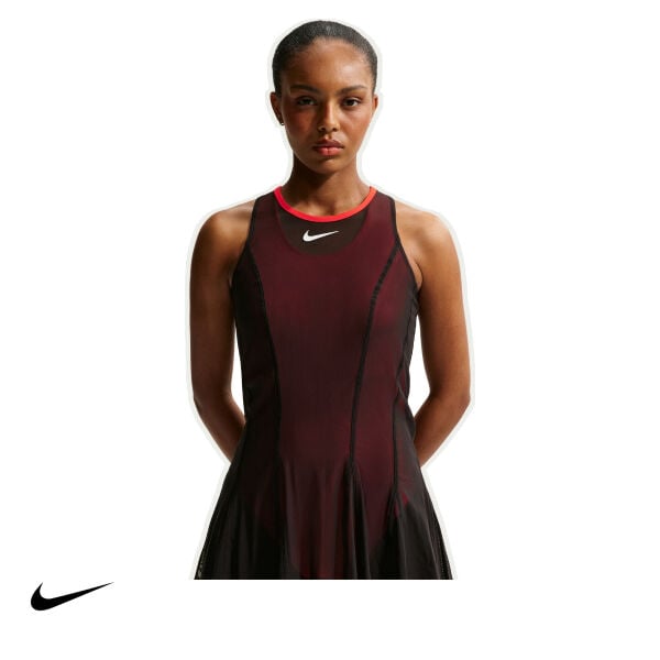 Nike Kadın Tenis Elbisesi NikeCourt Slam Black Light Crimson White
