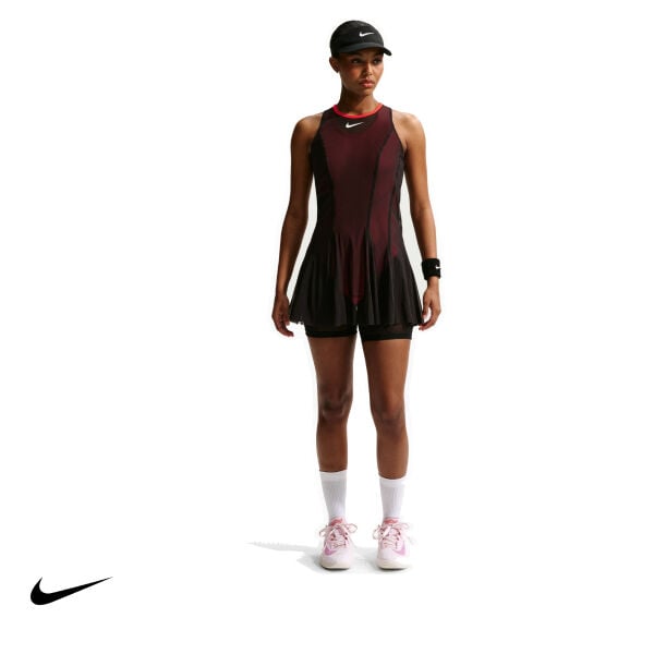 Nike Kadın Tenis Elbisesi NikeCourt Slam Black Light Crimson White