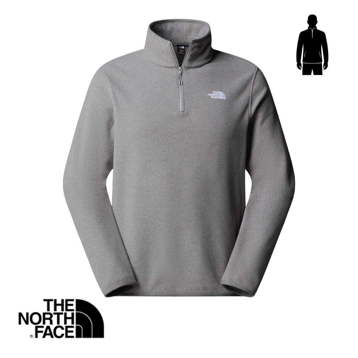 The North Face Glacier 1/4 Zip Erkek Polar Mid Grey