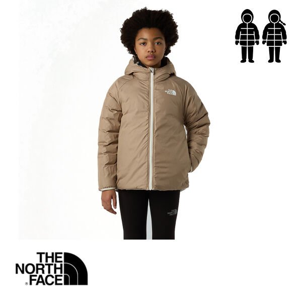 The North Face Girls Reversible Perrito Hooded Jacket – White Dune
