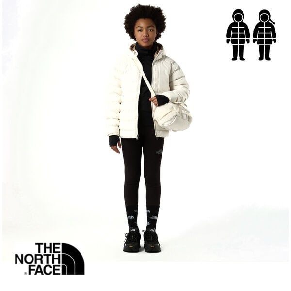 The North Face Girls Reversible Perrito Hooded Jacket – White Dune