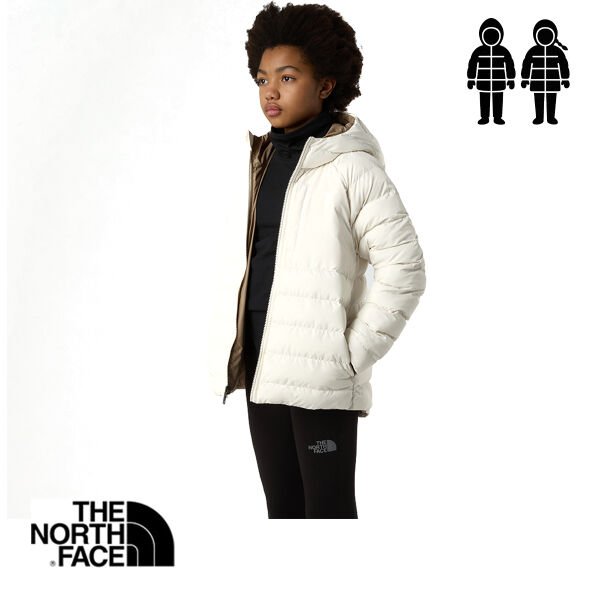 The North Face Girls Reversible Perrito Hooded Jacket – White Dune