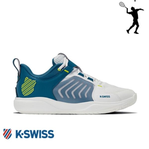 K‑Swiss Ultrashot Team Erkek Tenis Ayakkabısı – White/Grey/Green (All Court)