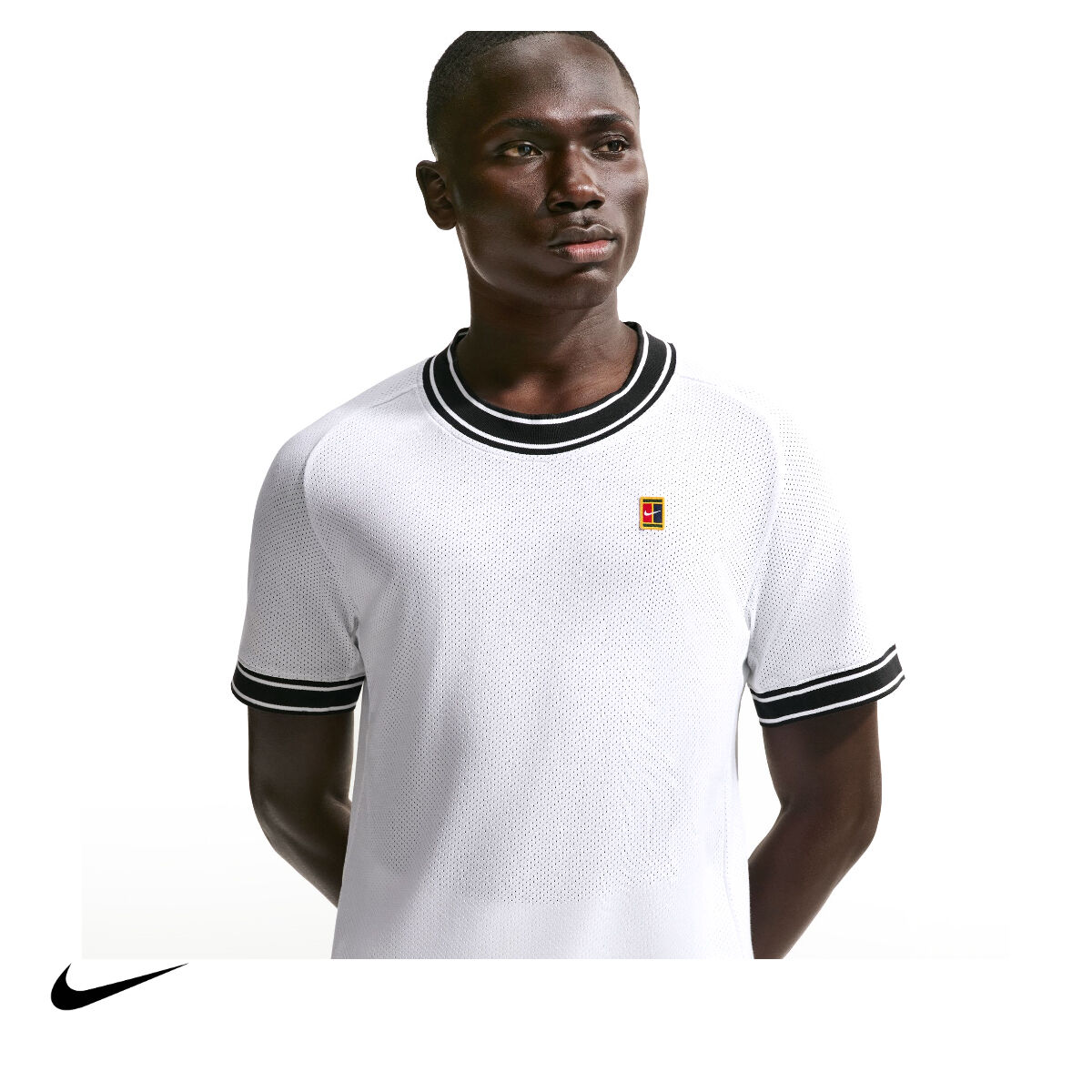 Nike Erkek Tenis Tişörtü NikeCourt Heritage White Black