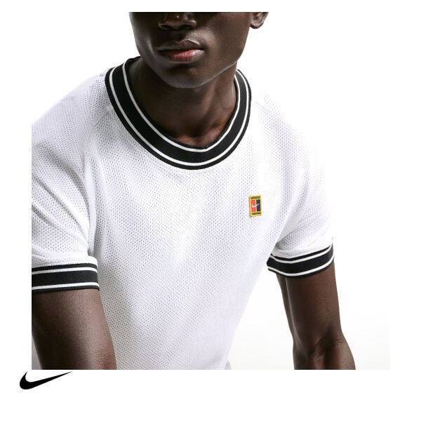 Nike Erkek Tenis Tişörtü NikeCourt Heritage White Black