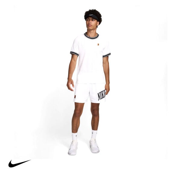 Nike Erkek Tenis Tişörtü NikeCourt Heritage White Black