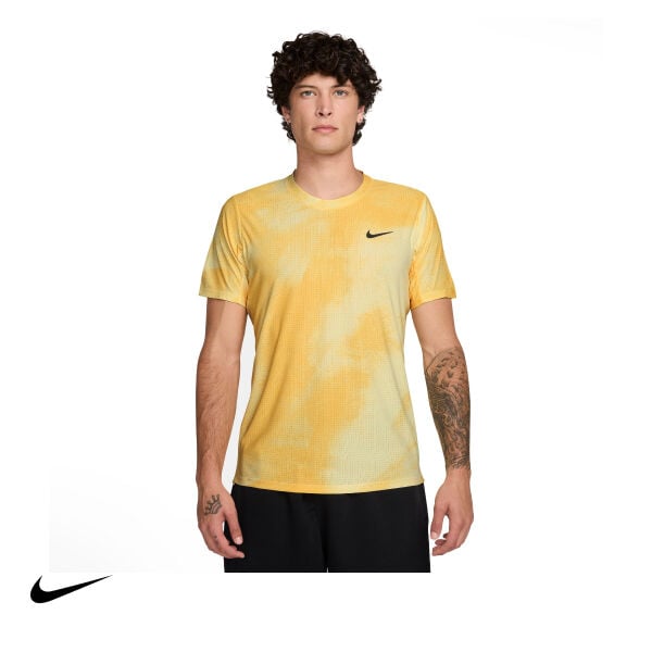 Nike Erkek Tenis Tişörtü NikeCourt Slam Dri-FIT ADV Alabaster Topaz Gold Black