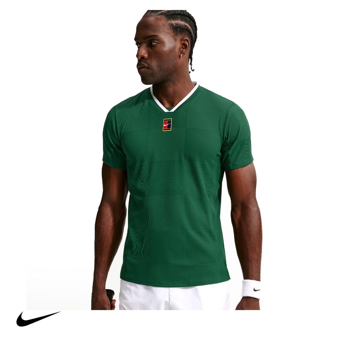 Nike Erkek Tenis Tişörtü NikeCourt Slam Dri-FIT ADV Gorge Green White
