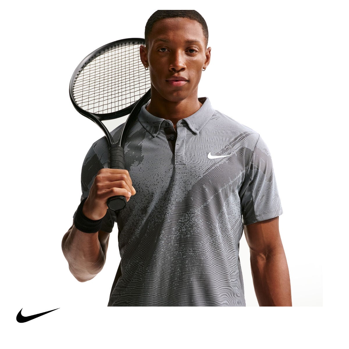 Nike Erkek Tenis Polo Tişörtü NikeCourt Slam Dri-FIT ADV Anthracite Cool Grey White