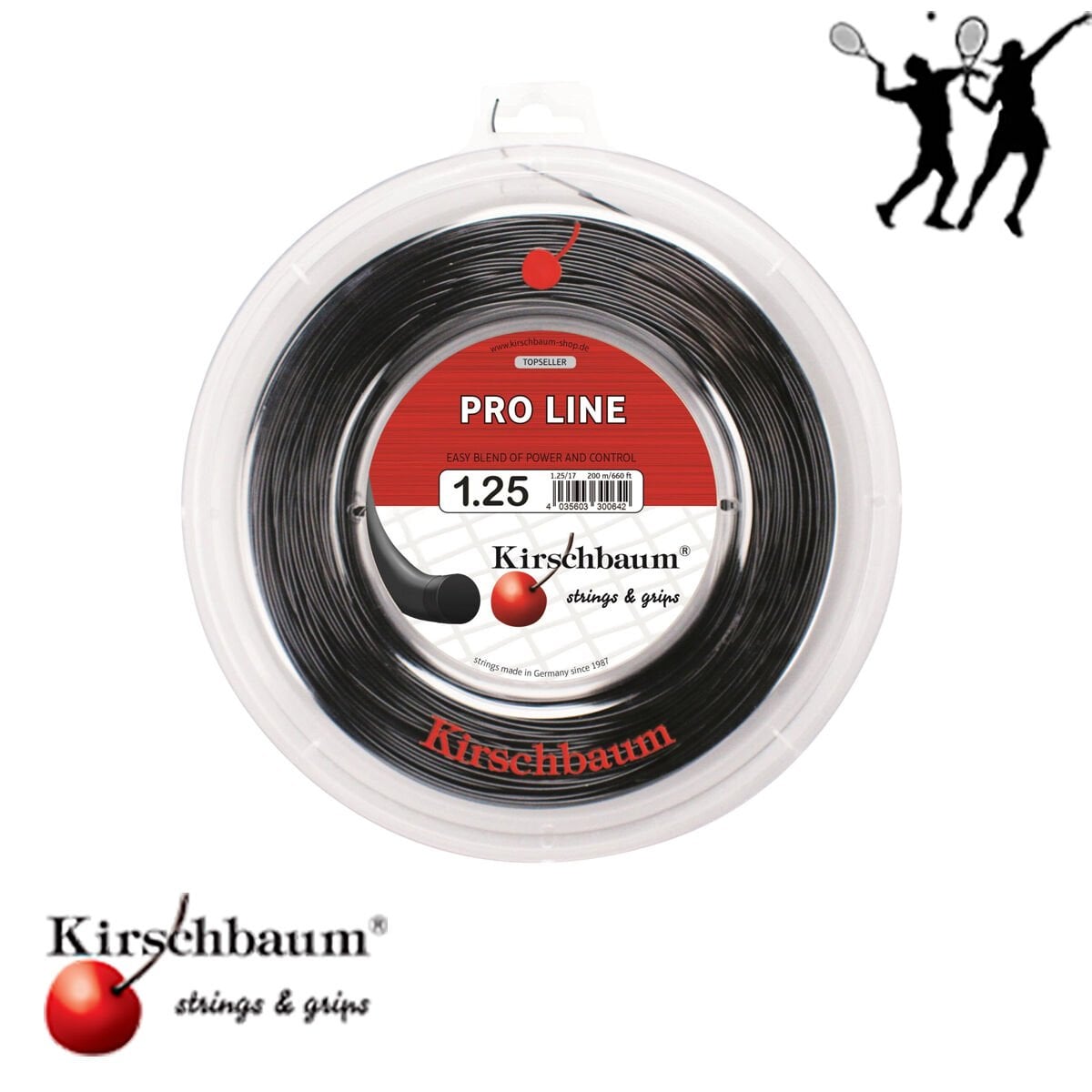 Kirschbaum 200M Reel Pro Line 1.25 Siyah Tenis Rulo Kordaj