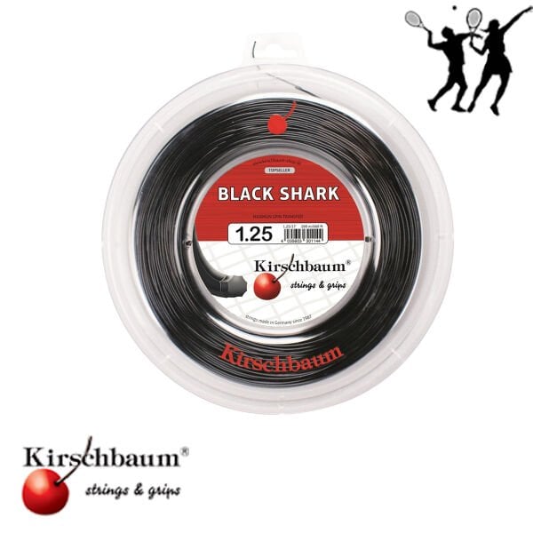Kirschbaum 200M Reel Black Shark 1.25 Siyah Tenis Rulo Kordaj