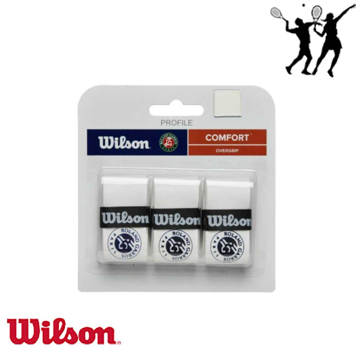 Wilson Roland Garros 2024 Tenis Overgrip – Beyaz/Mavi (3’lü Paket)