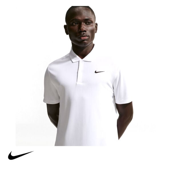 Nike Erkek Tenis Polo Tişörtü NikeCourt Dri-FIT White Black