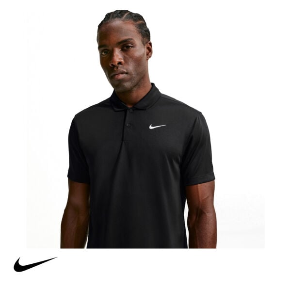 Nike Erkek Tenis Polo Tişörtü NikeCourt Dri-FIT Black White
