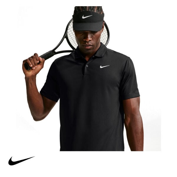 Nike Erkek Tenis Polo Tişörtü NikeCourt Dri-FIT Black White
